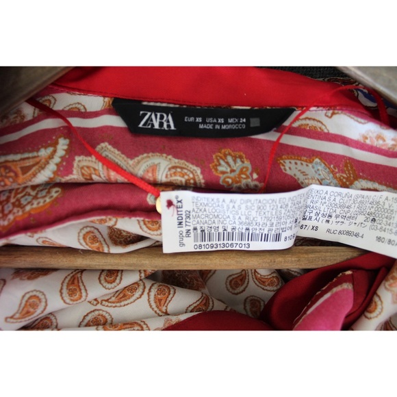 Zara Bold Print Satin Button Up Top XS Preowned - Picture 10 of 16